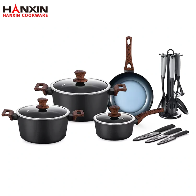 Set de vase de gătit din aluminiu, ceramică cu inducție