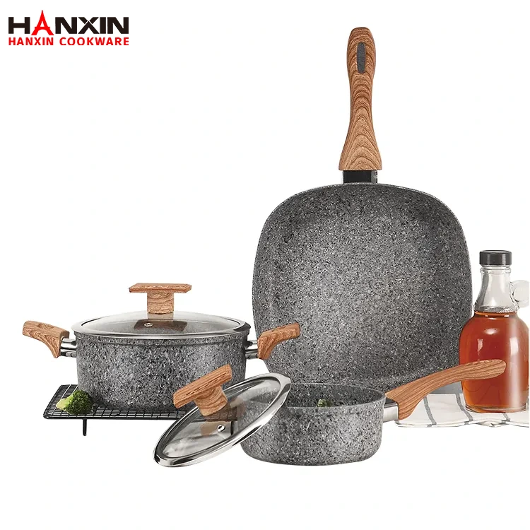 Set de vase de gătit din aluminiu antiaderent pentru acoperire cu granit