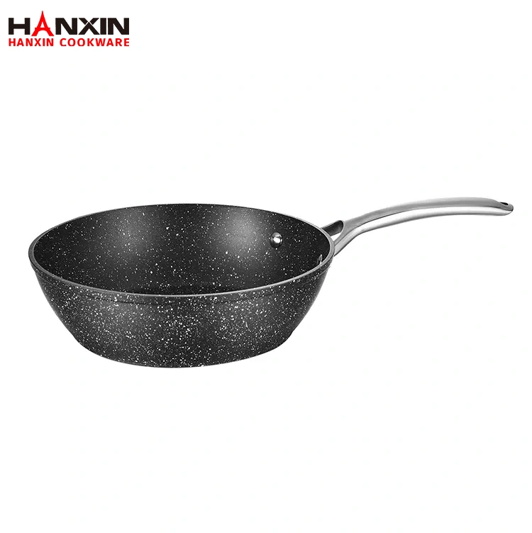 Tigaie adâncă din aluminiu cu acoperire în marmură antiaderență